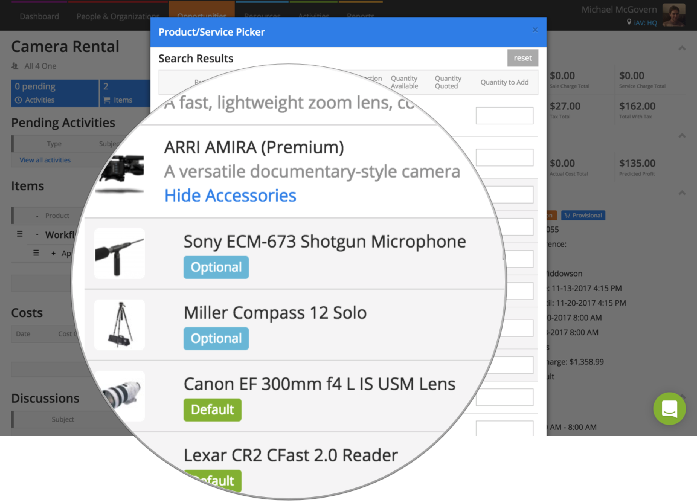 Accessories details shown on Picker