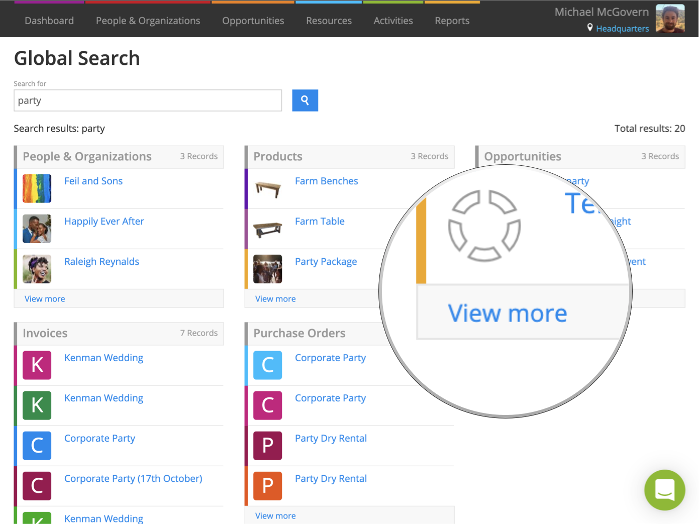 View more records in the global search results in Current RMS