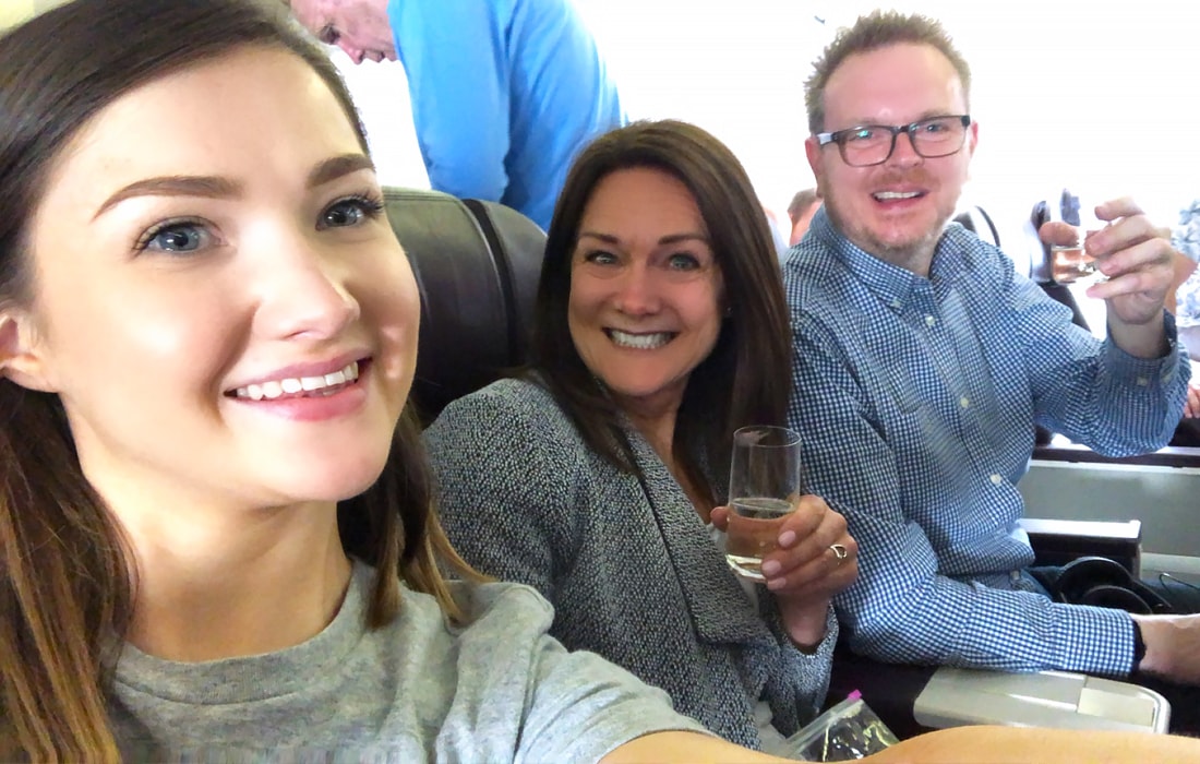 With a glass of bubbly in hand, we were ready for take off!