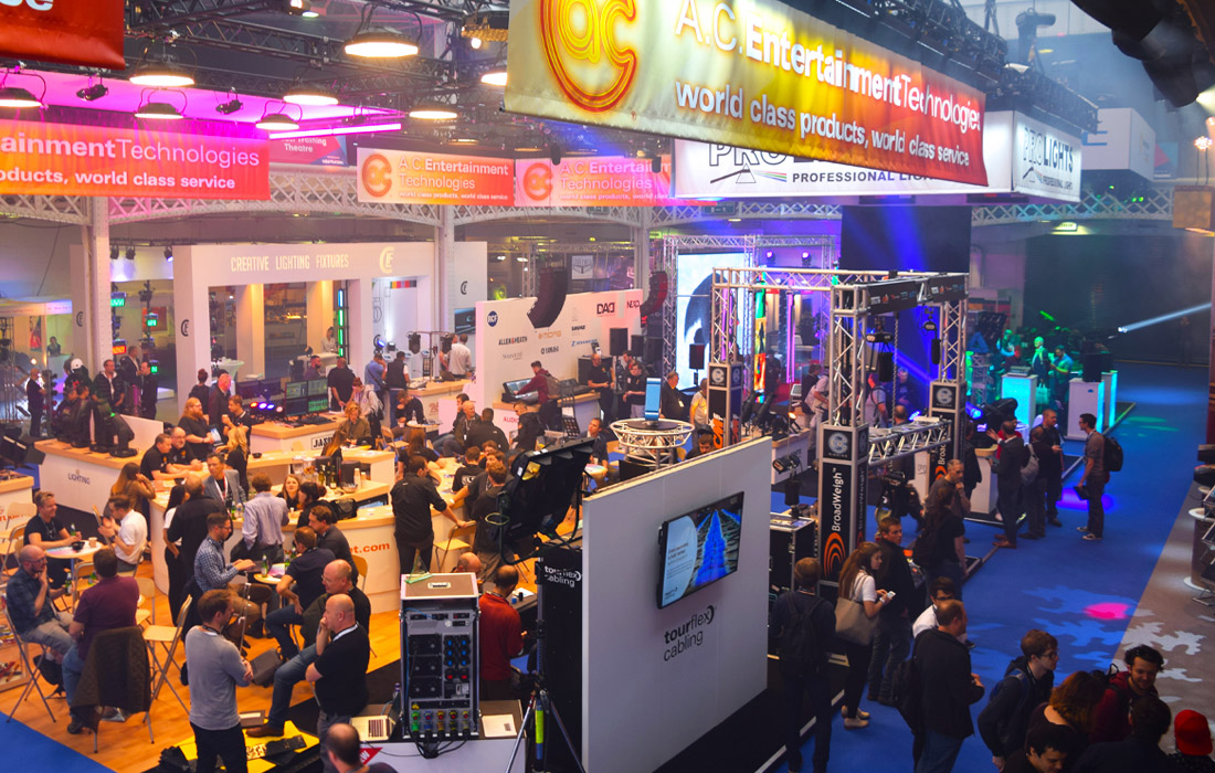 A busy floor with lots of Pro-AV displays at PLASA