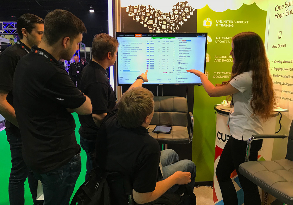 Hannah demoing at the Current RMS stand in PLASA Leeds 2018