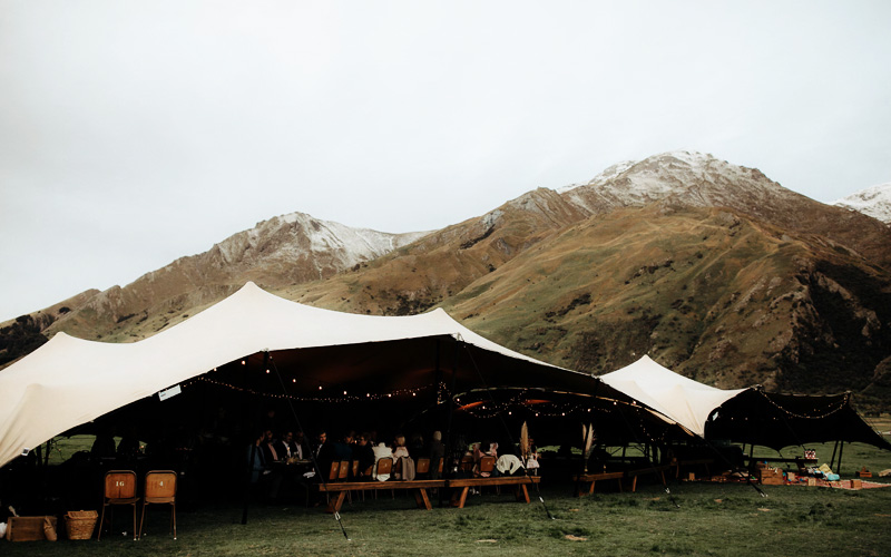 A beautiful stretch tent provided by Schupepe Tents in the heart of New Zealand